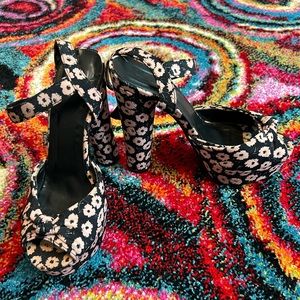 Pink & Black Forever 21 Floral Platform Heels